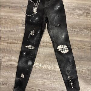 No Boundaries Black Denim with Chain Accent
